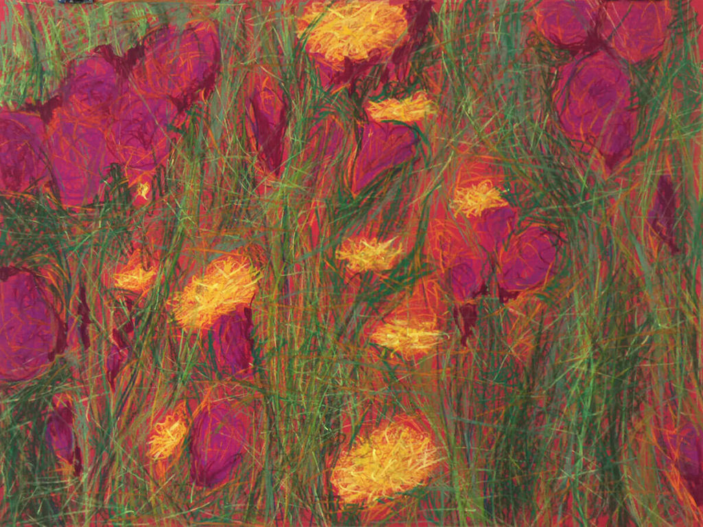 drawing of flower meadow
