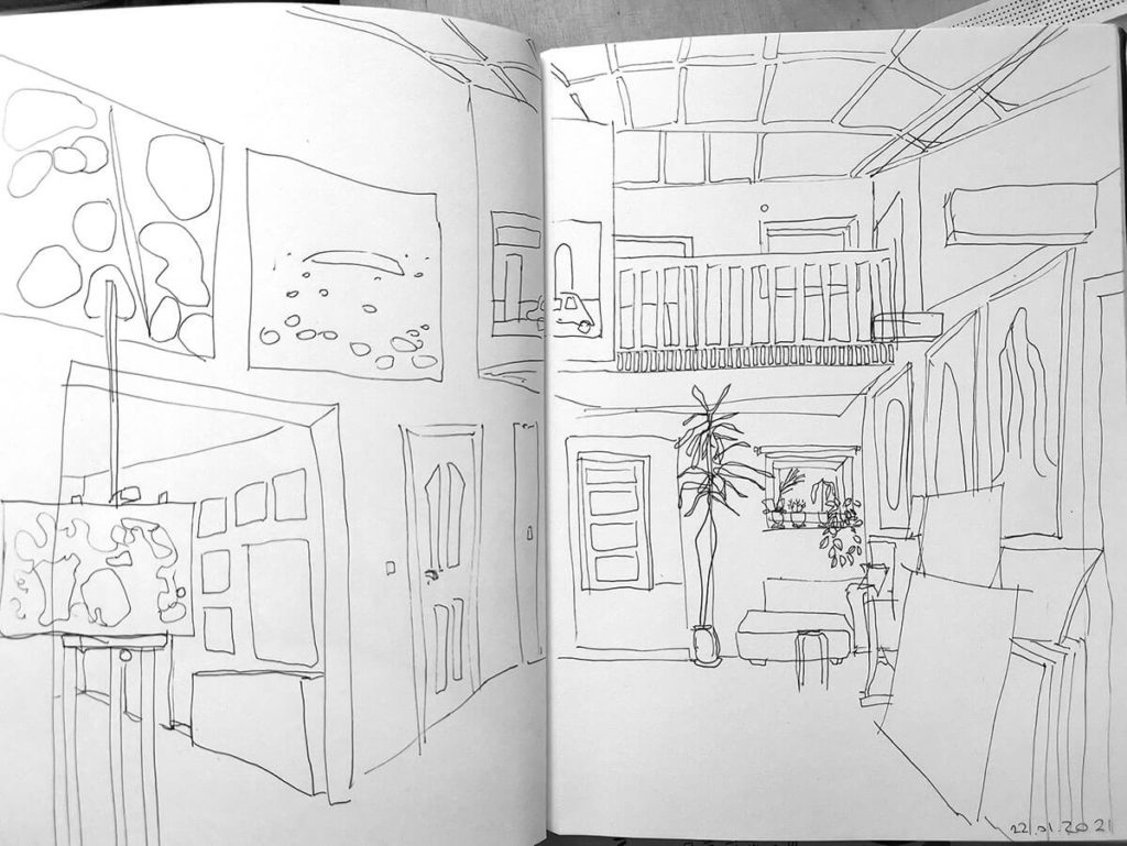 ind drawing of a room