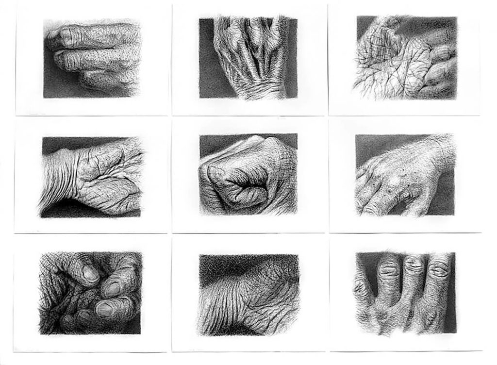 ink drawings of hands