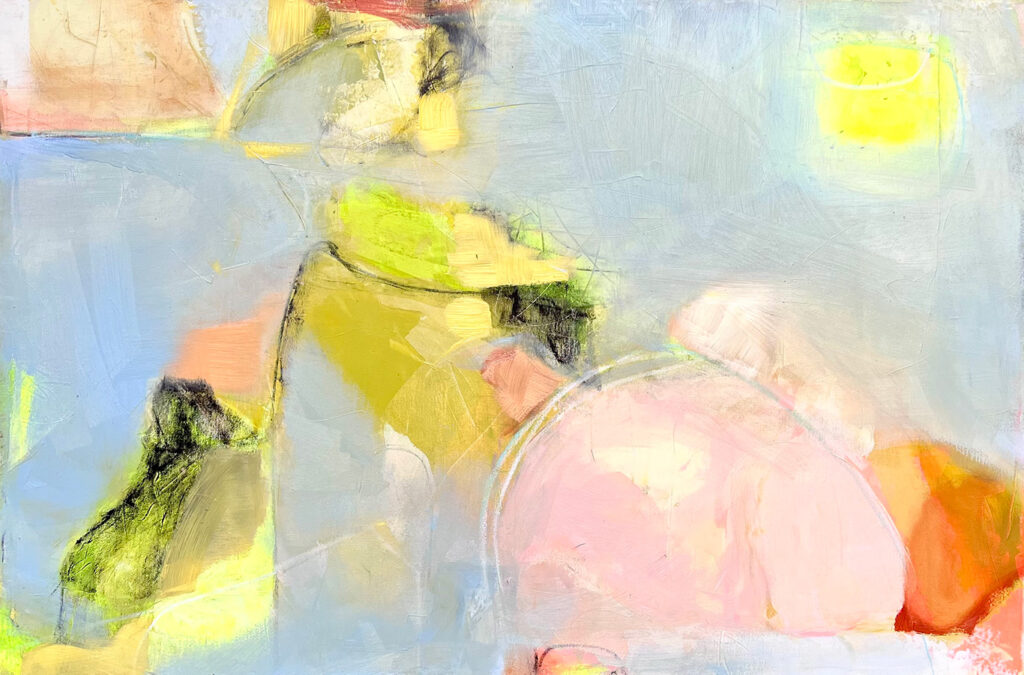 Abstract painting in yellow and blue